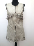 1960s Leather Fringed Mini Dress - Size 10