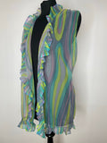 1960s Psychedelic Print Sleeveless Chiffon Open Blouse - UK 14-16