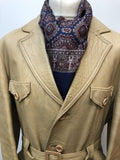 vintage  safari style  Safari jacket  safari  mens  Leather Jacket  Leather  L  Jacket  Fitted  camel  Belted waist  belted jacket  belted  beige  70s  1970s Urban Village Vintage