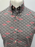 vintage  Urban Village Vintage  urban village  The Beatles  text  short sleeved  short  retro  patterned  patterened  mens  M  logo  button down  button  ben sherman