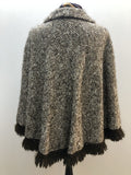 womens  vintage  Urban Village Vintage  urban village  short cape  multi  fringed  Edel Modelle  Cape Coat  cape  button down  button  brown  60s  1960s