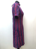 zip  womens  Weatherall  vintage  Urban Village Vintage  urban village  turn over collar  purple  pink  multi  knee length  high neck  dress  collar dress  collar  blue  back zip  70s style  70s  70  1970s  12