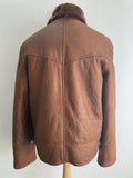 zip front  zip  Winter Jacket  Winter Coat  winter  vintage  Urban Village Vintage  urban village  thick  Sherpa  pockets  pocket  oz tropical  Mens Bomber jacket  mens  Jacket  front pockets  distressed leather  distressed  dark brown  collared  brown leather  brown  bomber jacket  bomber  70s  1970s