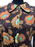 womens shirt  womens  vintage  Urban Village Vintage  urban village  St Michael  Shirt  orange  long sleeve  floral shirt  floral print  floral dress  dress  collar  button  brown  60s  1960s  14