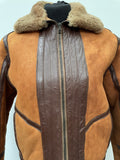 zip front  zip  womens  vintage  Urban Village Vintage  urban village  Suede Jacket  Suede  Sherpa  pockets  midi  long sleeves  long sleeve  leather trim  Leather stripe  Leather detailing  Leather  flying  collar  brown  bomber jacket  bomber  70s  1970s  14