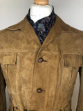 vintage  suede  safari style  Safari jacket  safari  mens  M  Jacket  Fitted  camel  brown  Belted waist  belted jacket  belted  70s  1970s