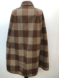 wool  womens  waistcoat  vintage  tunic  S  MOD  M  check  cape  brown  60s  1960s urban village vintage