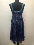 womens vintage v-neck Urban Village Vintage stripe dress silver stripe metallic stripe metallic Jasmine dress chevron stripe blue bandeau dress 8 70s 1970s