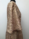 zip  womens  wide sleeve  vintage  V-Neck  Urban Village Vintage  urban village  pink  metallic  lurex  gold  glitter  evening dress  dress  back zip  70s  1970s  14