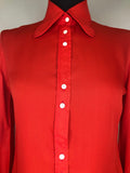 womens  vintage  Urban Village Vintage  top  red  blouse  beagle collar  balloon sleeve  70s  1970s  10