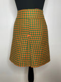 1960s Green and Orange Houndstooth Mod Mini Skirt - UK 10