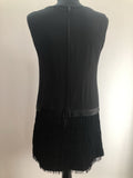 womens  vintage  Urban Village Vintage  urban village  swing dress  sleeveless  seventh avenue  midi dress  midi  fringed  fringe  drop waist dress  dress  black  60s  1960s  10