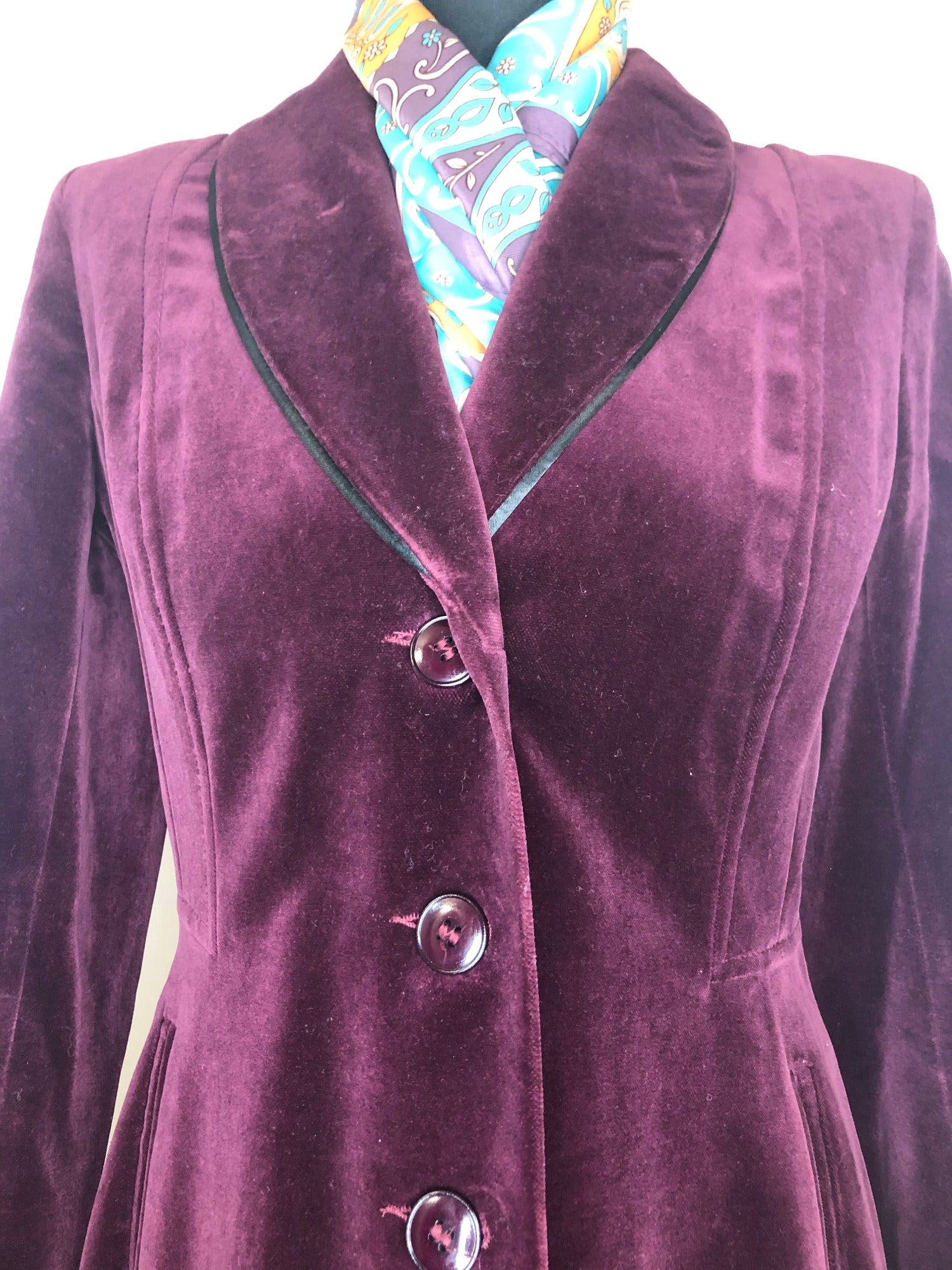 Vintage 1970s Long Length Velvet Jacket by Encore Dublin Size UK