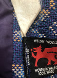 womens  Welsh Woollens  welsh wool  welsh  vintage  tapestry  S  MOD  cape  Blue  60s  1960s Urban Village Vintage