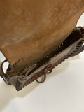 womens bag  womens  vintage  Urban Village Vintage  tooled  tan  Shoulder bag  shoulder  Leather  leaf design  hippy  hippie  handbag  hand bag  embossed  brown  boho  bag  accessories  70s  1970s