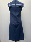 zip back  zip  womens  vintage  Urban Village Vintage  urban village  summer dress  summer  sleevless  sailor  retro  polyester  MOD  long length  long dress  long  indigo  denim  blue  back zip  8/10  8  70s  70  60s  1970s  1960s