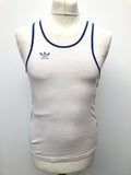 1970s Adidas Vest Top in White and Blue - Size Small