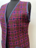 Wool Blend  wool  womens  Welsh Woollens  welsh wool  waistcoat  vintage  vest  Urban Village Vintage  urban village  tunic  tapestry  sleevless  retro  purple  pure wool  pink  Green  14  100% Wool