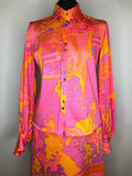 womens  vintage  two piece  top  suit  Skirts  skirt  set  psychedelic  pink  orange  mod  maxi skirt  blouse  Bernat Klein  60s  1960s  10