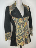 womens  vintage  Urban Village Vintage  urban village  tapestry design  Suede Jacket  Suede  pockets  MOD  long sleeve  Jacket  collar  coat  black  big collar  belt  60s  60  1960s  1960  10