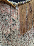 womens  vintage  sleeveless  midi dress  lace  fringing  fringed  dress  diamante  50s  1950s urban village womens vintage clothing