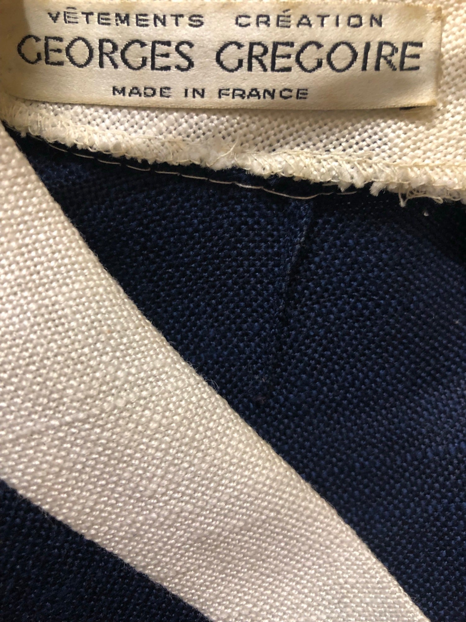 womens  white  vintage  stripe detailing  sleevless  retro  MOD  midi dress  midi  Georges Gregoire  dress  blue  back zip  60s  1960s