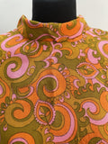 womens  vintage  turtle neck  short sleeve  shift dress  roll neck  retro  psychedelic  Paisley Print  paisley  orange  MOD  mini dress  festival  dress  acid  60s  1960s  12
