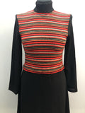 zip back  womens  winter  vintage  Urban Village Vintage  stripes  sleeves  red  long sleeve  knitted  knit dress  high neck  black  70s  1970s  10
