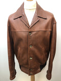 Mens Vintage Windsor Leatherwear Leather Jacket Brown - Size L
