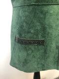 womens jacket  womens coat  womens  waistcoat  vintage  vest  Urban Village Vintage  summer  Suede Jacket  Suede  leather trim  Jacket  green  button fastening  70  1970s  16