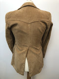 Mens Vintage Fitted Safari Style Corded Jacket - Camel - Size M - Urban Village Vintage