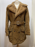 1970s Canadian Sherpa Lined Double Breasted Brown Corduroy Driving Coat - Size XL