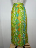 1970s Green Chequerboard Print Maxi Skirt  - Size UK 12