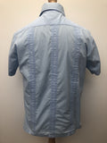 L  zip  vintage  Urban Village Vintage  urban village  urban  summer  retro  mens  guayabera  embroidered pattern  Embroidered  cuban  collar  blue  big collar  70s  70  1970s