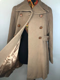 womens  vintage  two piece  top  suit  set  mod  Jacket  Hilary Model  double breasted  coat  brown  beige  60s  1960s  12  10-12  10