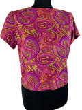 zero waste  womens  vintage  Urban Village Vintage  UK  top  thrifted  thrift  sustainable  style  store  slow fashion  short length  shop  shirt  second hand  save the planet  round neckline  reuse  recycled  recycle  recycable  purple  psychdelic  psych  preloved  Paisley Print  paisley  online  MOD  ladies  hippie  fashion  ethical  Eco friendly  Eco  concious fashion  clothing  clothes  button back  blouse  Birmingham  60s  1960s  14