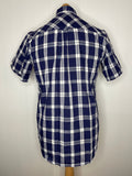 white  vintage  Urban Village Vintage  urban village  small  skinhead  skin  short sleeved  short sleeve  Shirt  print  mod  Mens Shirts  mens  check shirt  check  button  brutus  blue