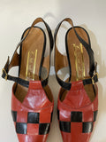 mod shoes  womens  vintage  Urban Village Vintage  urban village  slingback  shoes  retro  red black  Red  pointed toe  modette  MOD  Leather  kitten heel  dolly  chequerboard  60s  1960s