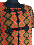 1970s Short Sleeved Embroidered Duster Jacket - Size UK 12