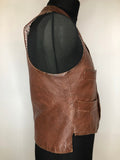 xs  wool  waistcoat  vintage  Urban Village Vintage  urban village  thick  sleeveless  pockets  mens  LEATHER  front pockets  button front  brown  50s  1950s