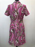 womens  vintage  Urban Village Vintage  short sleeved  short sleeve  Roll neck  psychedelic  psych  pink  patterned dress  patterned  Ladies Pride  hippie  dress  60s  1960s  12