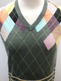 workwear  vest  Tank Top  Size Medium  Pringle  NOS  New old stock  multi  mens  M  Logo design  Green  embroidered logo  Cotton  Brooks Brothers  Argyle pattern Urban Village Vintage
