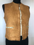 1970s Suede and Sheepskin Zip Front Gilet - Size UK 10-12
