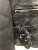 XL  vintage  Motorcycle  mens  Leather Jacket  Leather detailing  Leather  Jacket  fringing  Black Leather  Black  Biker Jacket  Biker Urban Village Vintage