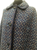 womens  Welsh Woollens  welsh wool  welsh  vintage  tapestry  S  MOD  cape  Blue  60s  1960s Urban Village Vintage