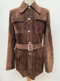 1970s Reversible Suede Leather Belted Safari Jacket - Size M