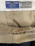 Mens original 1980s Fred Perry Sportswear shorts in tan. Zip fastening and waist button fastening adjustment with classic embroidered Fred Perry logo.