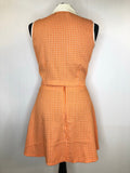 womens  waistcoat  vintage  Urban Village Vintage  two piece  tunic  tie front  summer blouse  round neck  orange  mini skirt  cropped  check skirt  blouse  60s  1960s  10
