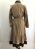 zip back  womens  winter  vintage  Victorian style  Victorian  Urban Village Vintage  sleeves  long sleeve  high neck  dogtooth  brown  70s  1970s  10