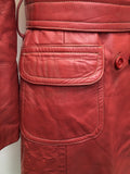 Womens Vintage 1970s Belted Leather Jacket by Suede Centre Swear & Wells - Red - Size 10 - Urban Village Vintage